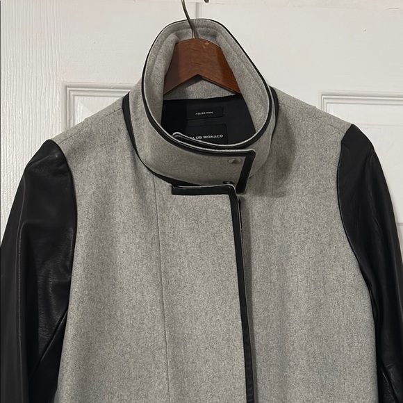 Club Monaco Black and Gray Leather Jacket - Picture 5 of 6